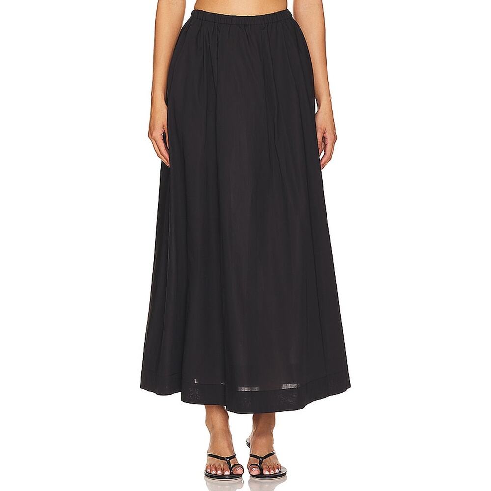 Faithfull The Brand Flowy Black Scanno Skirt Size XS